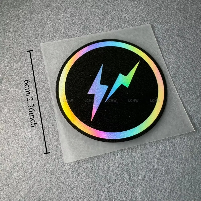 Holographic Double Lightning Circle Waterproof Vinyl Stickers For Car Bike Laptop Water Bottle