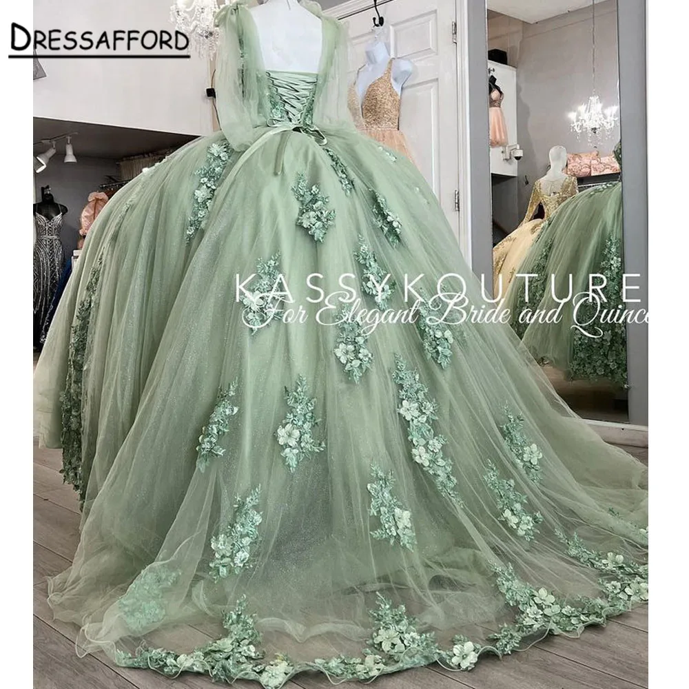 Hortelã verde princesa quinceanera vestidos de baile 2022 rendas apliques doce 16 vestido vestidos de 15 años baile