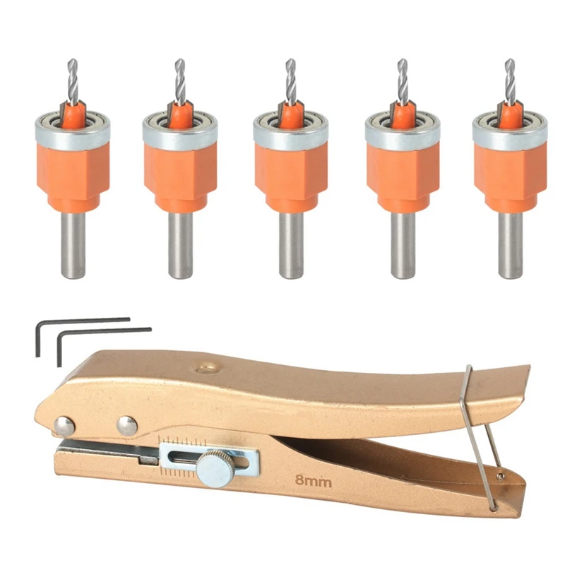 Woodworking Hole Opener Drill Bit Router Core Limiter Countersunk Head Screw Openers +Bearings 1Set