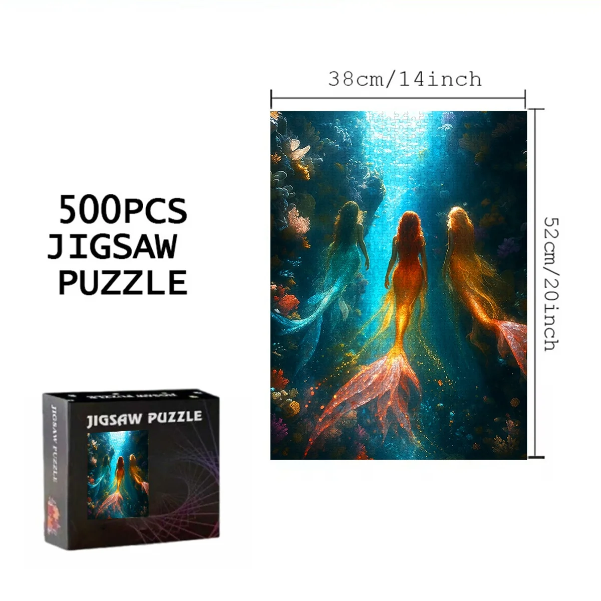 ตัวต่อจิ๊กซอว์ผจญภัยใต้น้ำนางเงือก 500/1000 ชิ้น |   กระดาษแข็งคุณภาพสูง พกพาสะดวก เหมาะสำหรับวันเกิด คริสต์มาส ปีใหม่