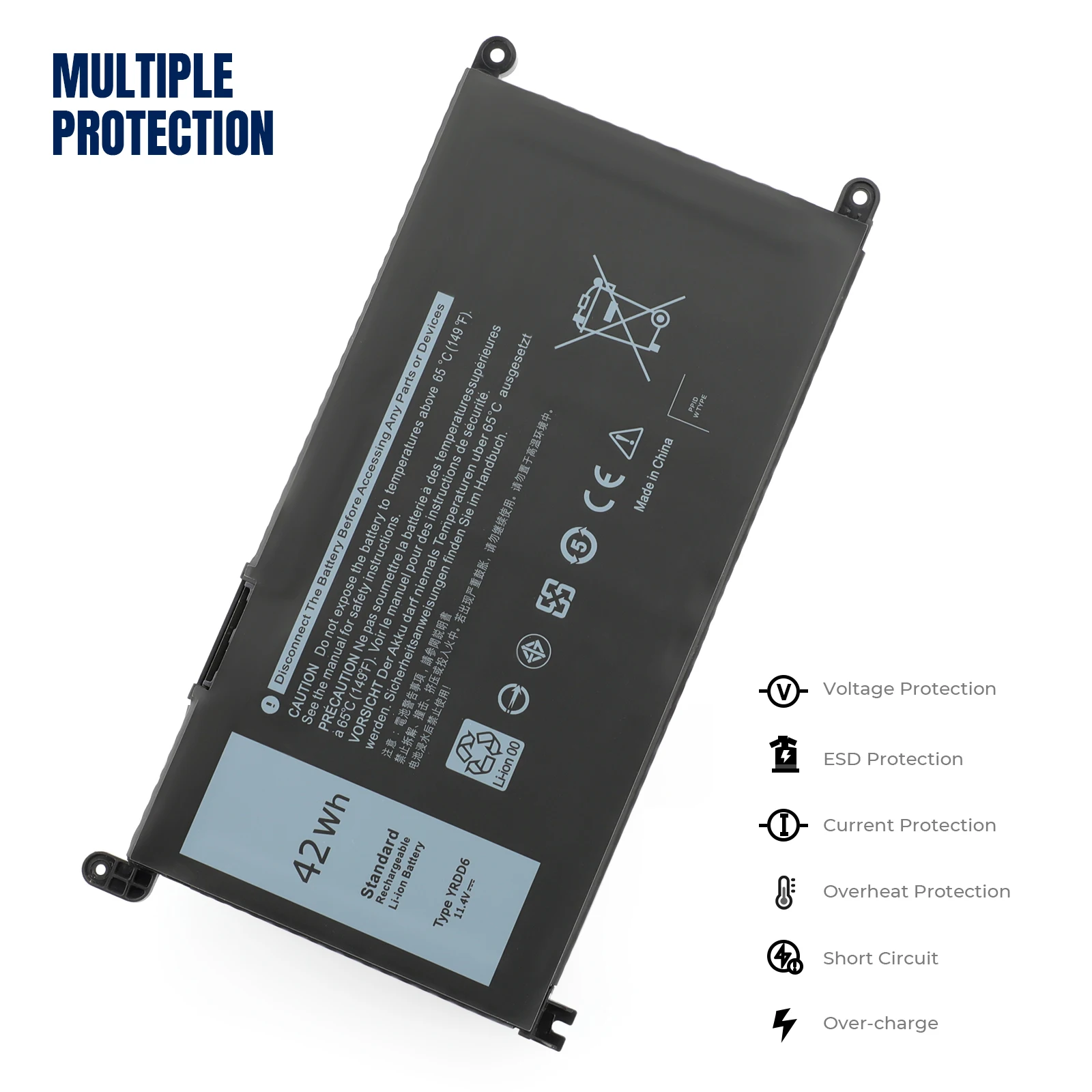 Bateria YOOFAN-WDXOR 42WH, Latitude DELL 3180, 3189, 3390, Vostro 14, 5468, 15, 5568, Inspiron 13, 5379, 17, 5767, 5770, WDX0R