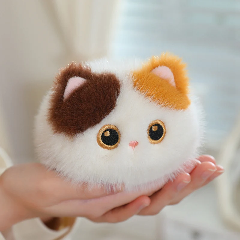 20/23cm Kawaii Fluffy Round Black Cat Siamese Cat Calico Cat Plush Toys Cute Kitten Dolls Stuffed Soft Animal Toy Baby Gifts