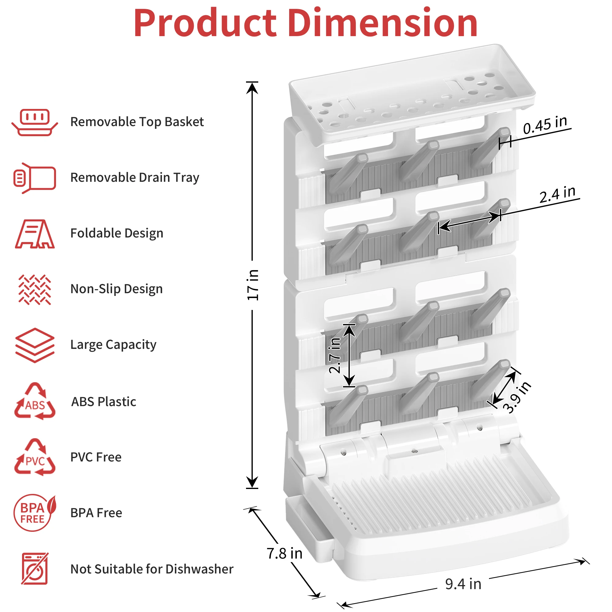 Vertical Detachable Baby Bottle Drying Rack, Space-Saving and Highly Efficient in Air Drying, Suitable for Various Baby Products