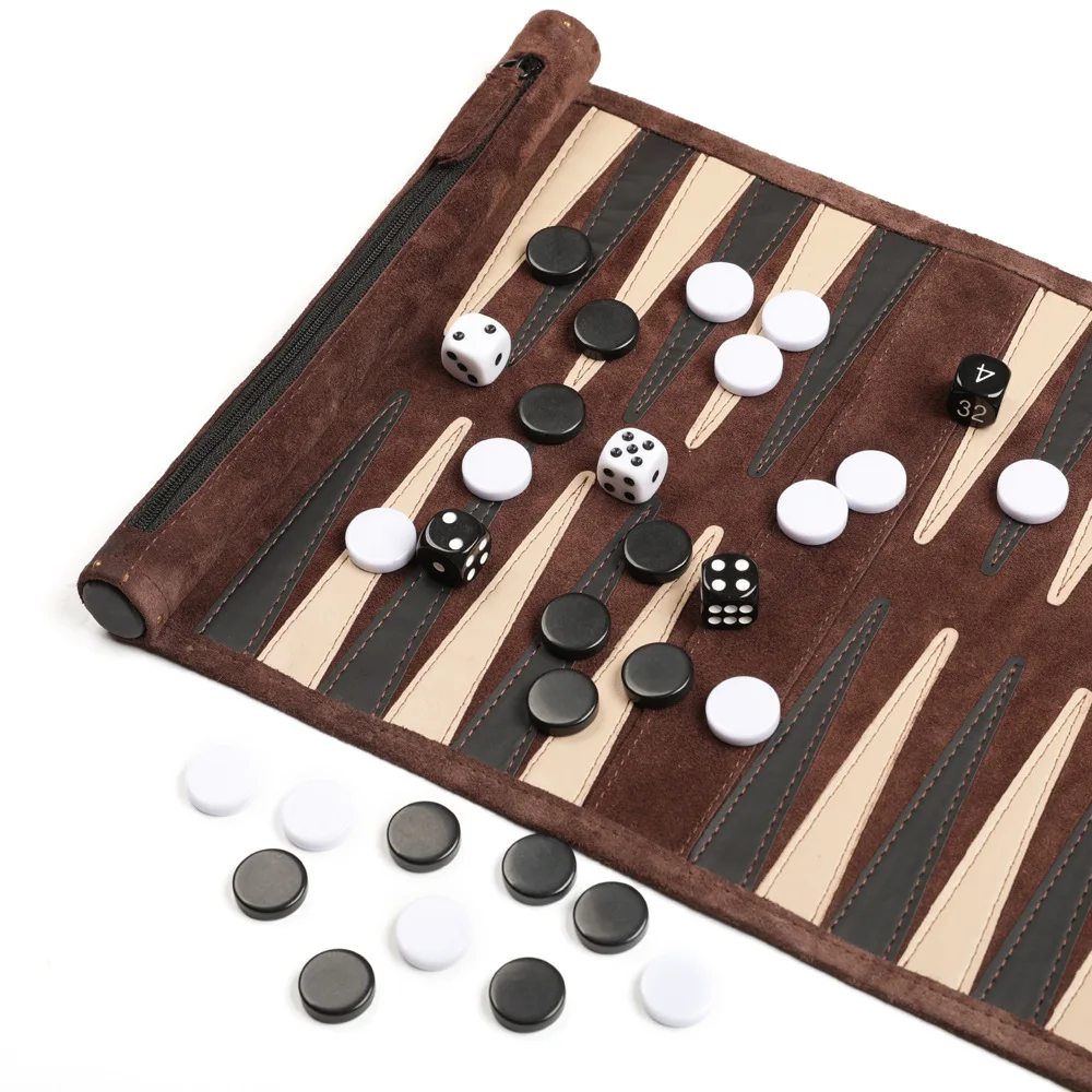 Backgammon Chess 2-in-1 Chessboard Double-sided Super Thousand Suede Portable Outdoor Travel Chessboard