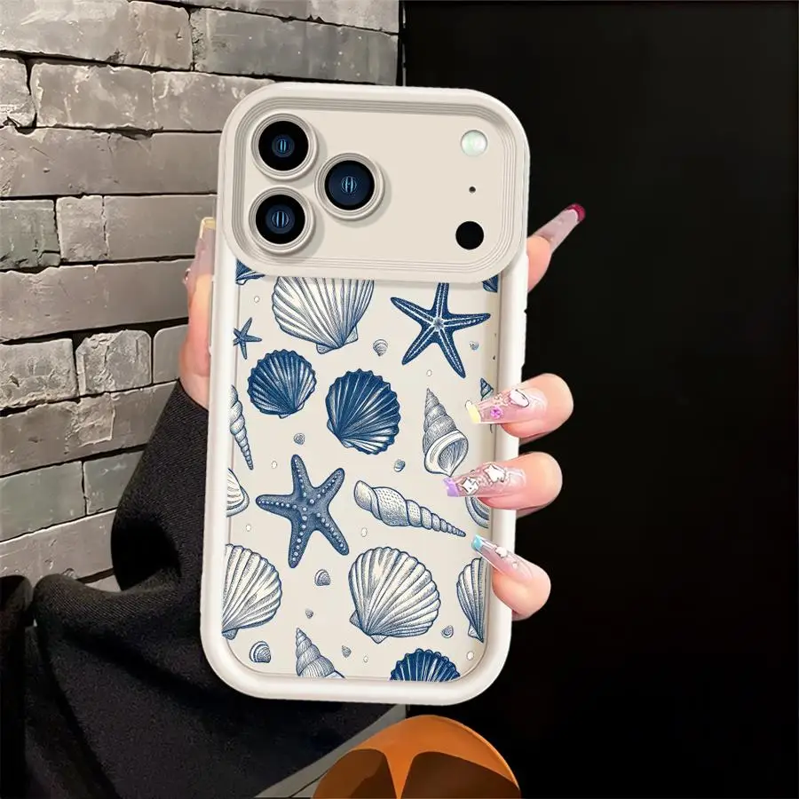 Custodia per iPhone XR 13 12 11 Pro Max 17 Air XS Max 15 16 14 Plus 16e Cover morbida Cartoon Ocean Art