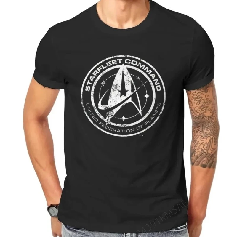 Men T-Shirt Star_Trek_Discovery_Starfleet_Academy Cool Pure Cotton Tee Shirt Short Sleeve T Shirts O Neck Tops Adult