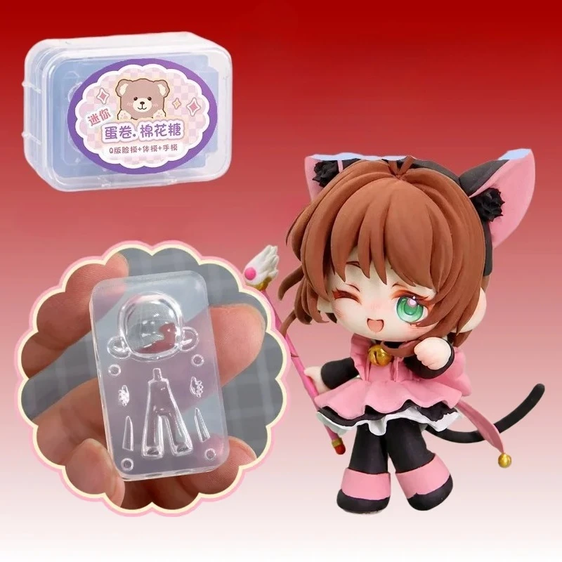 Mini Q Doll Transparent Silicone Mold Face Body Hand All‑in‑One Mould for Super Light Clay DIY Character Figure Making Tool