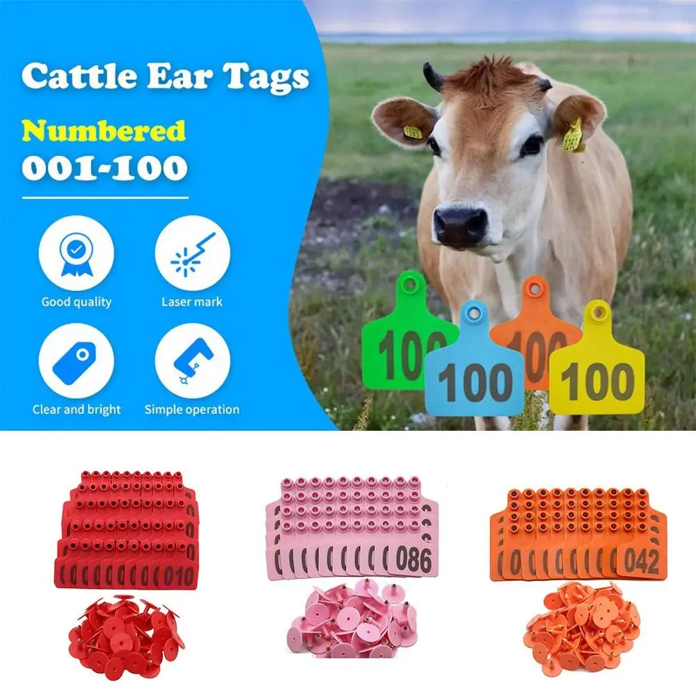

100Pcs 001-100 Numbers Cow Ear Tag Card Farm Equipment Durable Pig Goat Ear Tag Identification Practical Sheep Earrings Lables