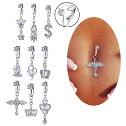 Body Piercing Drop Dangle Body Belly Piercing Fake Belly Piercing Jewelry Butterfly Clip Navel Ring Fake Belly Button Ring