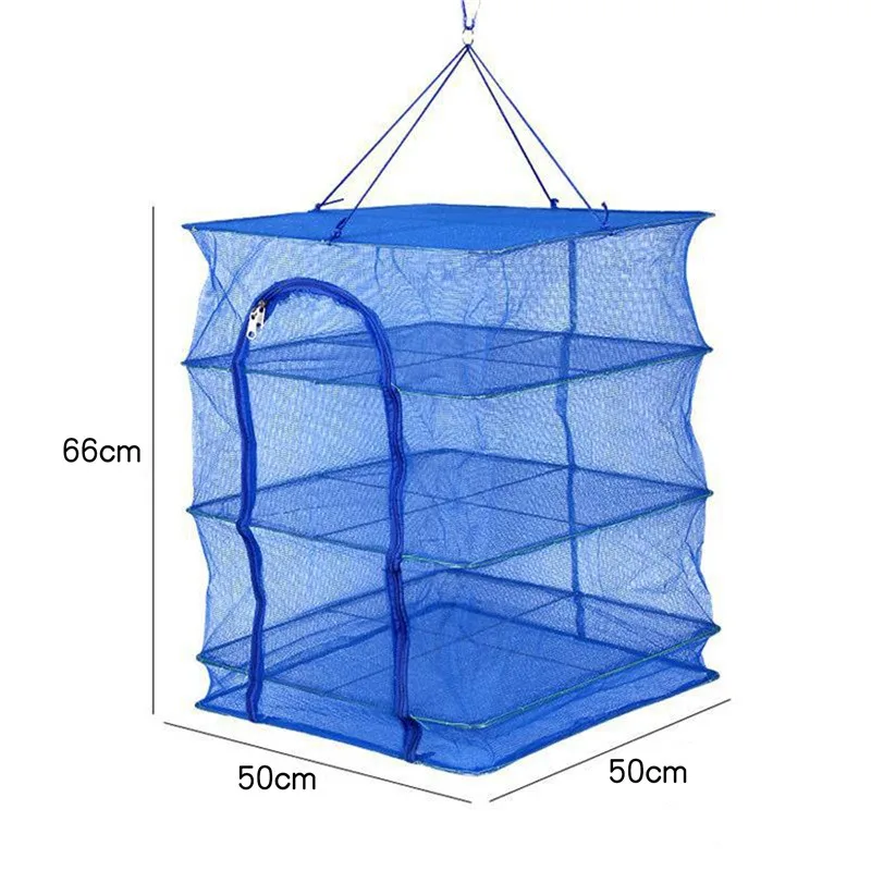 4-Layers Drying Fishing Net Foldable Hanging Vegetable Fish Dishes Dryer Bag Hanger Fish Fishing Flowers Buds Plants Organizer