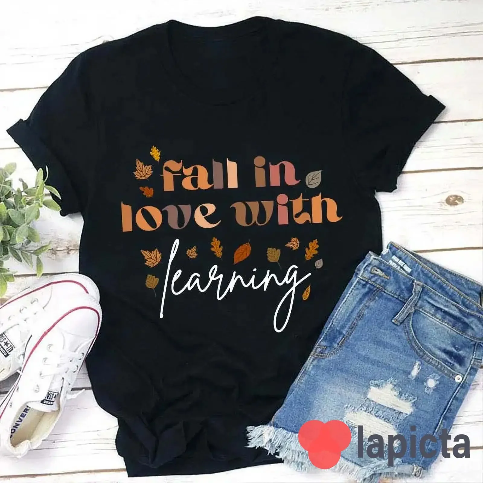 Fall In Love With Learning Teacher T Shirt Be Kind Kindergarten For vintage Washed streetwear graphic Breathable Soft Slightly