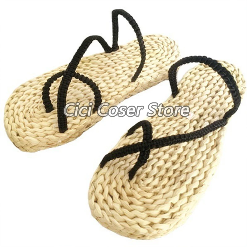 Anime Monkey D Luffy Cosplay Shoes Straw Sandals Slippers For Men Women Halloween Carnival Party Role Play Shoes Accessories