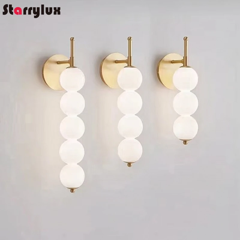 

Brass Wall Sconce Nordic Luxury Bedroom Bedside Lamp Modern Hallway Corridor Living Room Light