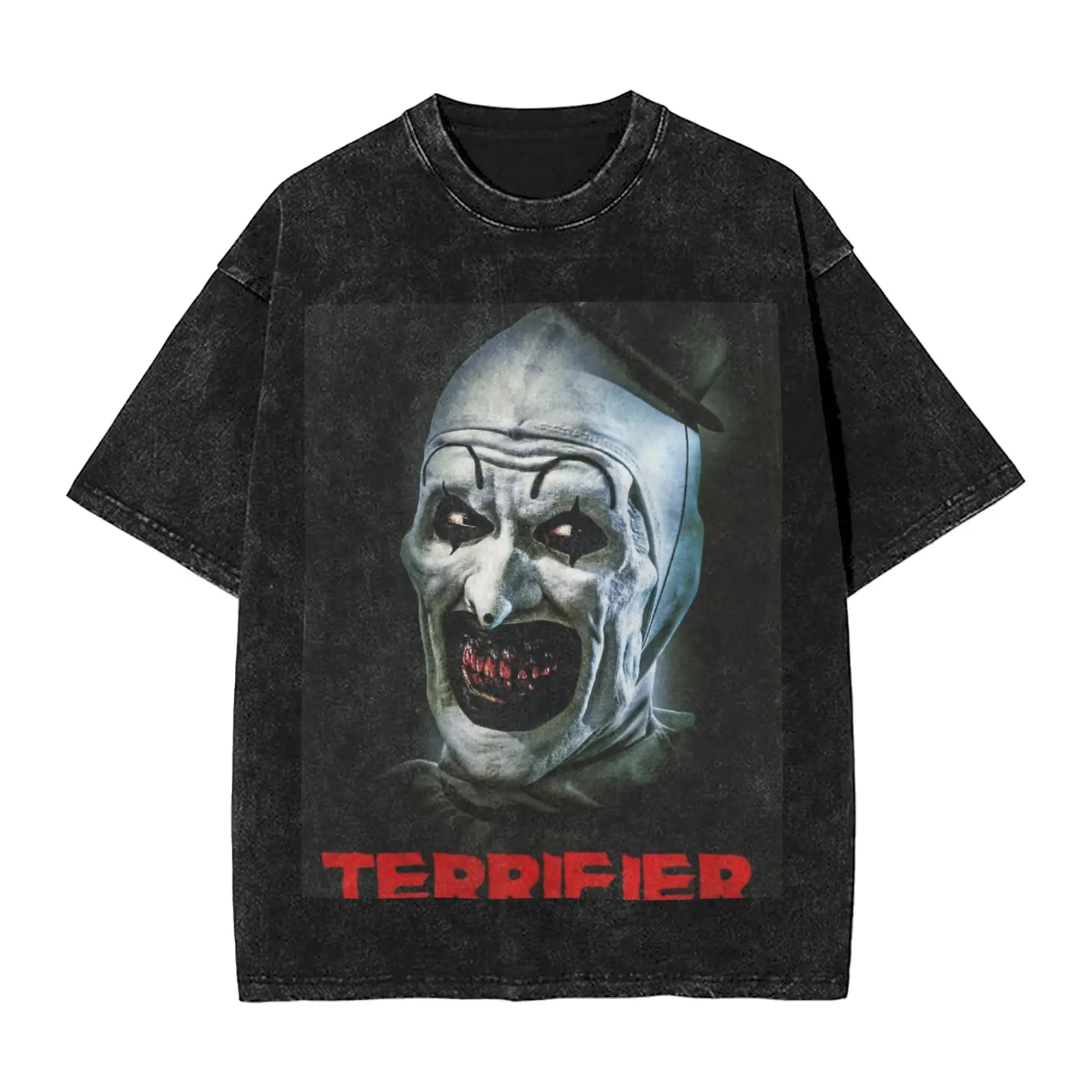 Oversized Washed T-Shirt Terrifier Cotton T-Shirts Art The Clown
