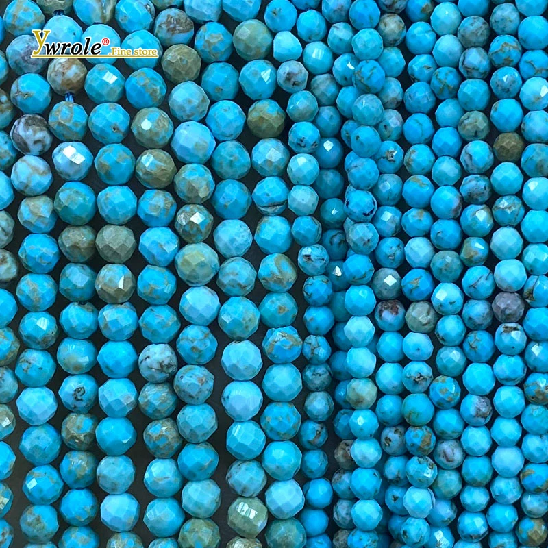 Faceted Round Gemstone Hubei Turquoise 2 3 4mm Natural Stone Spacer Beads for Jewelry Making Diy Bracelet Charms Accessories