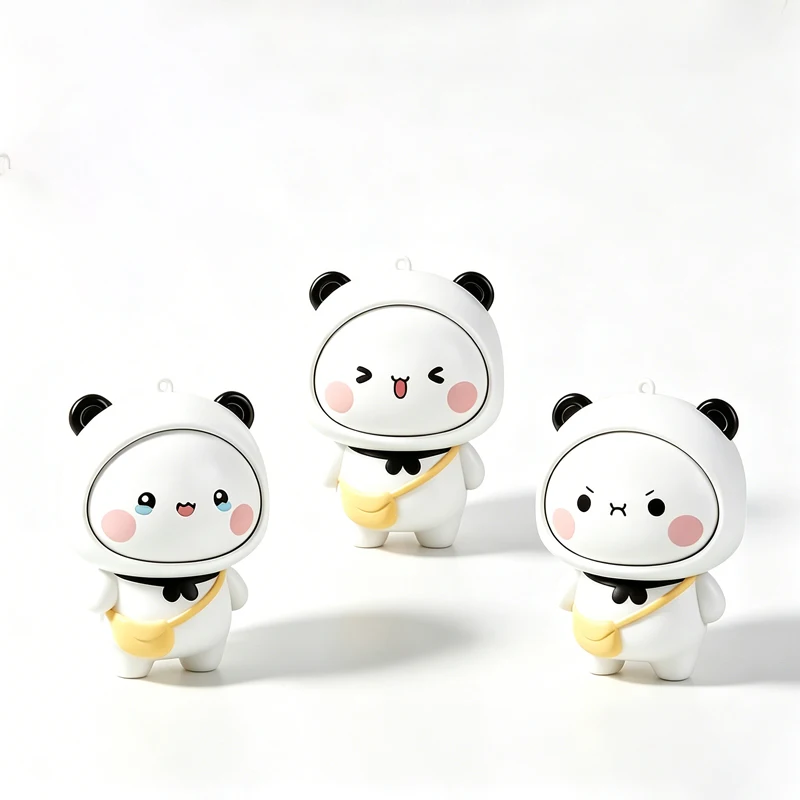 Funny Flip Face Panda Fidget Toy Keychain One Button Switch Expressions Kawaii Animal Stress Relief Pendant Backpack Decor Gift - view 2