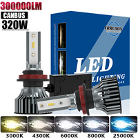 Erruson 320W 300000LM H4 H7 Fog Led Lights CSP 1860 Chip H1 H3 H11 9005 9006 9012 6000K 4000K 8000K Auto Car Headlights Bulbs