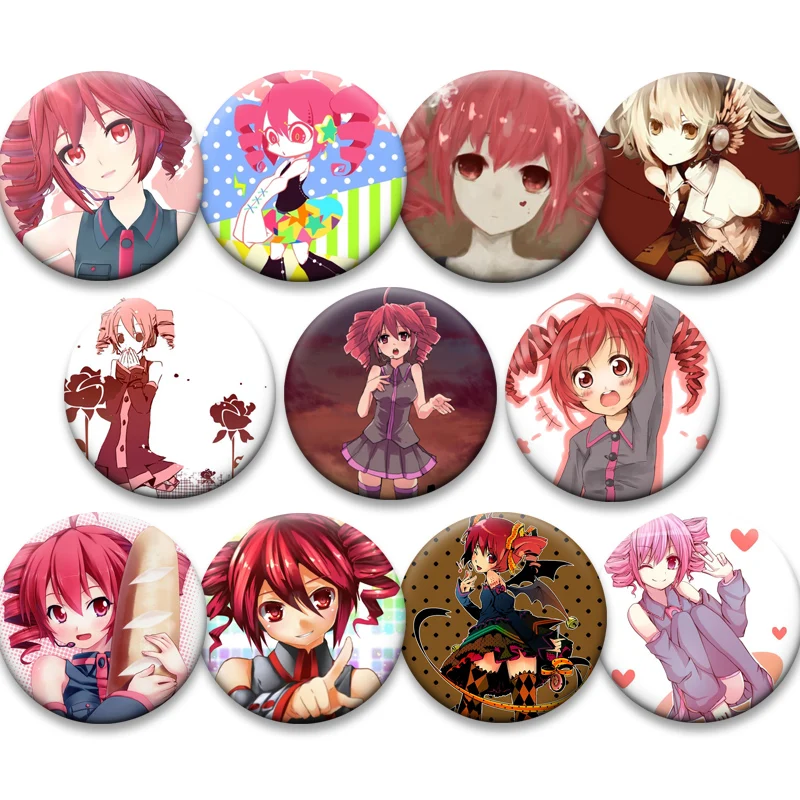 لطيف أنيمي فتاة Kasane تيتو دبابيس UTAU الظاهري المغني دبابيس مستديرة لحقيبة الظهر اكسسوارات مروحة مجوهرات هدايا شارة اليدوية #1