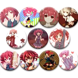 Cute Anime Girl Kasane Teto Pins UTAU Virtual Singer Round Brooches for Backpack Accessories Fan Jewelry Gifts Handmade Badge