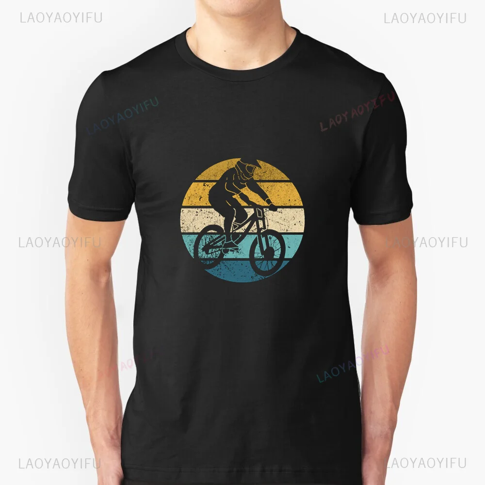 Mountainbike Kleurenprint Mode Casual Street Wear Trend Harajuku Zomer Heren Dames Universele T-Shirts Met Korte Mouwen