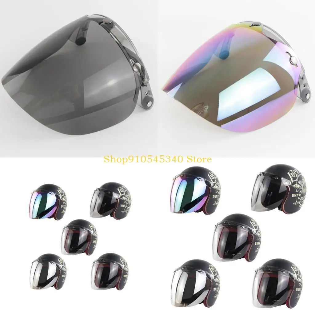 

U2JA Open Face Helmet Visor 3-snap Visor Good Gift for Motorcycle Enthusiasts