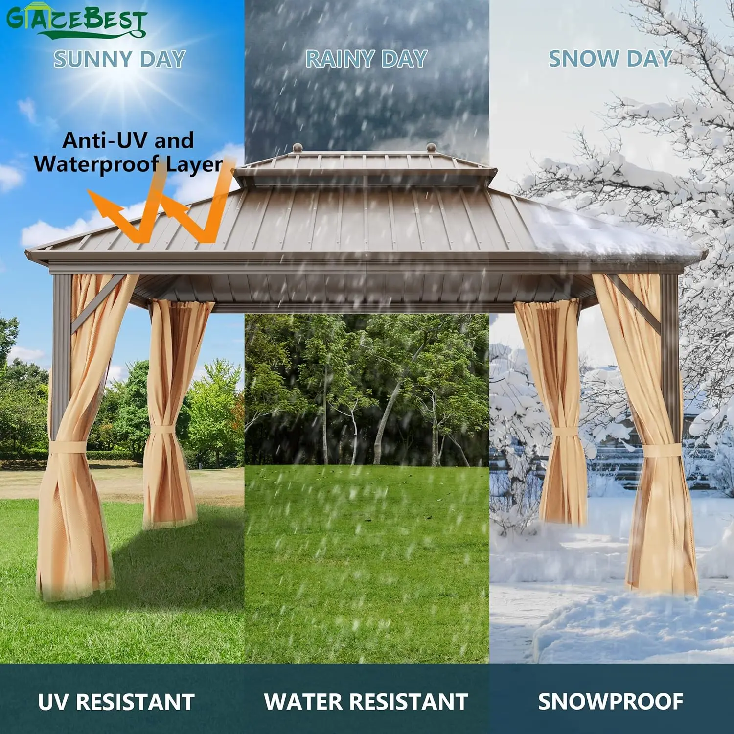 10x10 Hardtop Aluminum Gazebo with Galvanized Steel Roof 3