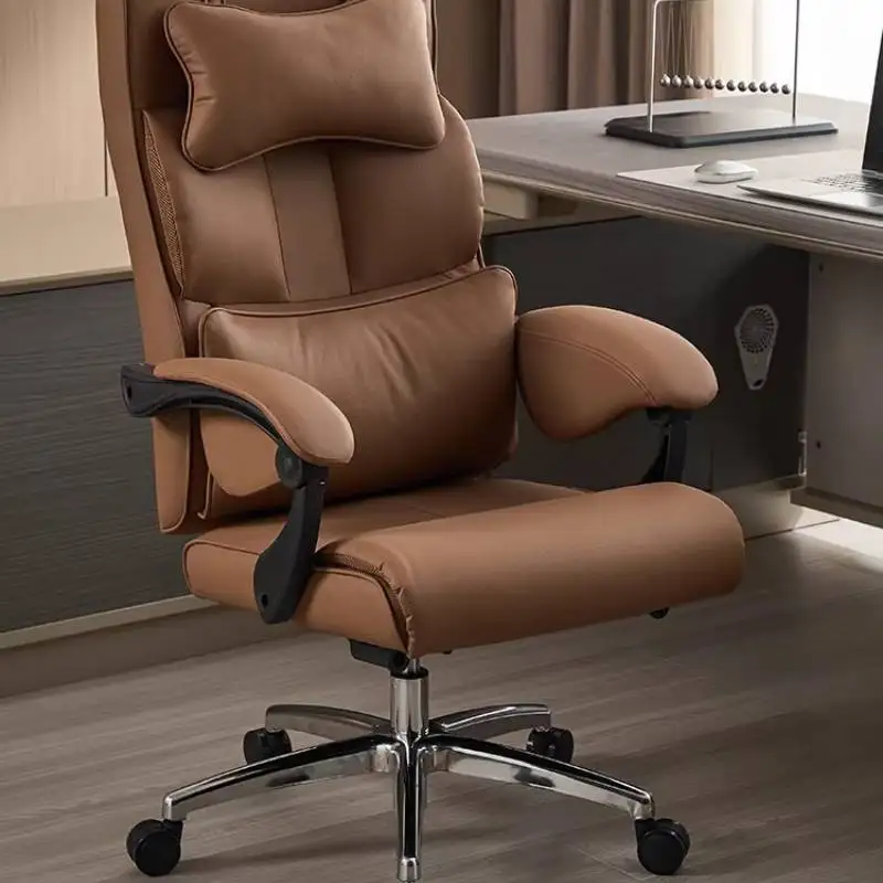 

Поворотное коричневое офисное кресло с регулируемыми подлокотниками и колесиками, удобное компьютерное кресло, эргономичное, расслабляющее, Silla Oficina, офисная мебель