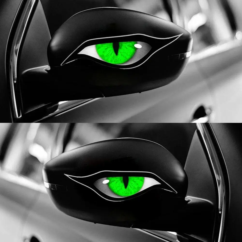 2pcs Car 3D Simulation Cat Eye Sticker Personalized Eye Stickers Auto Reversing Mirror Stickers Scratch Covering Decoration