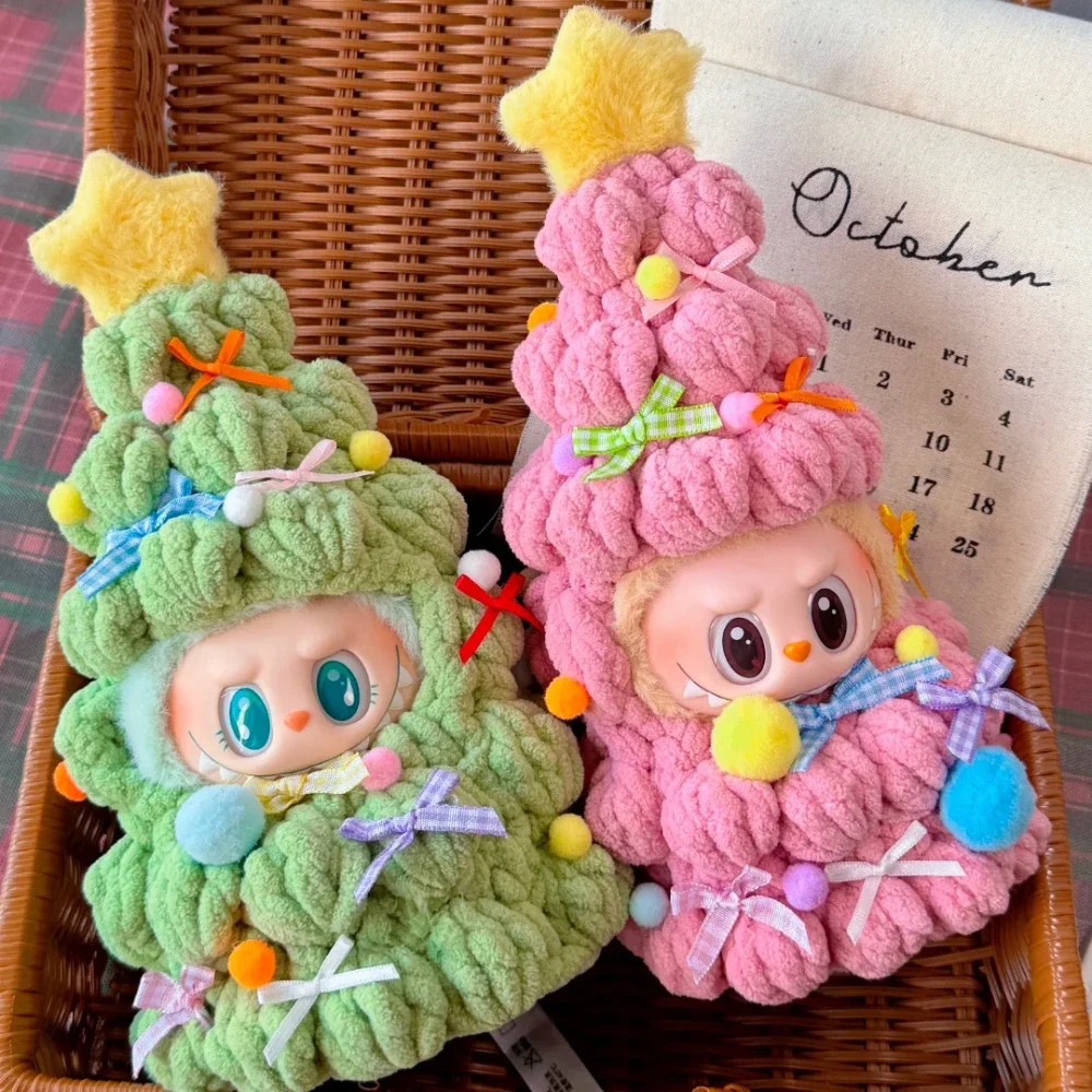 

(Finished Product Doll Clothing) for 3.0/4.0 Labubu Outfit Christmas Tree Doll Crochet End Accessories Christmas Halloween Gift
