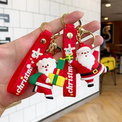 Christmas Cartoon Keychain Christmas Socks Snowman Accessories Pendant Cute Soft Glue Doll Key Rings Jewelry Gifts for Friends