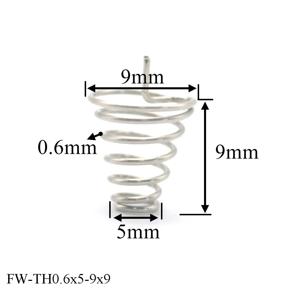 Finewe 10pcs Conical Touch Spring Nickel Plated Steel  PCB Contact Spring OD 5-9mm