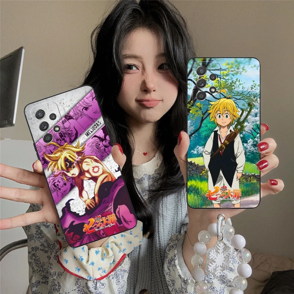 Seven Deadly Sins Meliodas Cell Phone Case for Samsung Galaxy A91 73 71 70 54 53 52 34 24 23 21 S 5G Black Phone Cover Shell