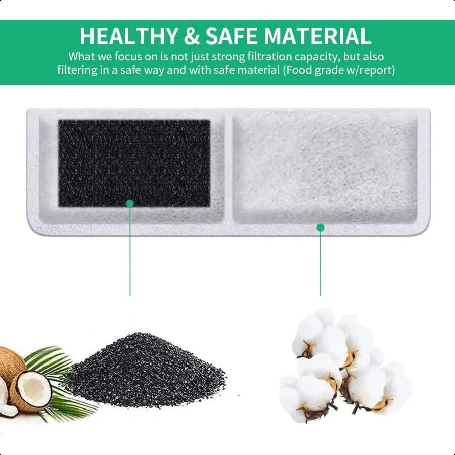 Paquet de 8 filtres de remplacement et filtres à pompe pour fontaine d'eau pour chat à piles en charbon actif et aliments en coton PP