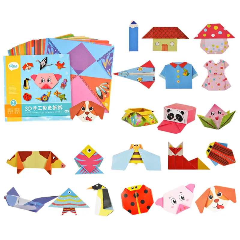 54pcs/set Handmade Origami Material Package DIY Colored Paper Office Supplies Animal/Life Theme Art Supply Handicrafts TMZ