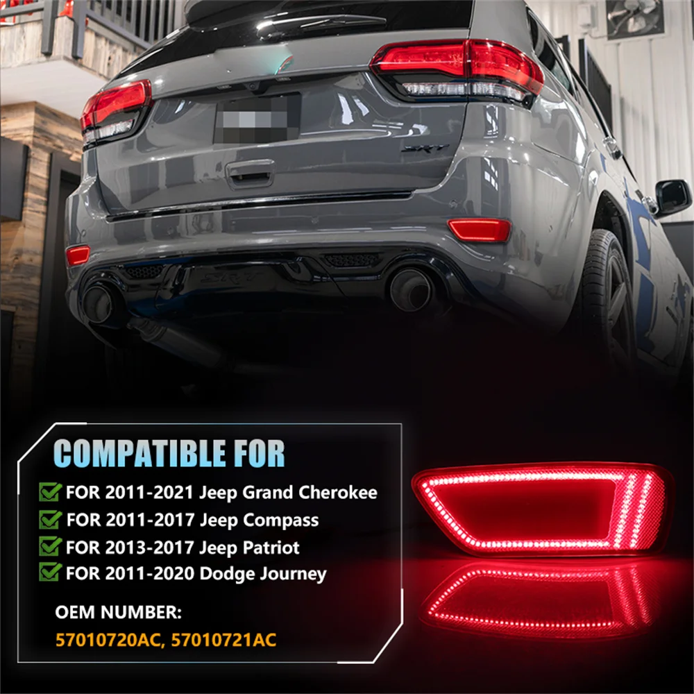 For Jeep Grand Cherokee 2012-2021 & Compass 2011-2017 For Dodge Journey Rear Bumper Reflectors Tail/Brake Lights Rear Fog Lights view 4