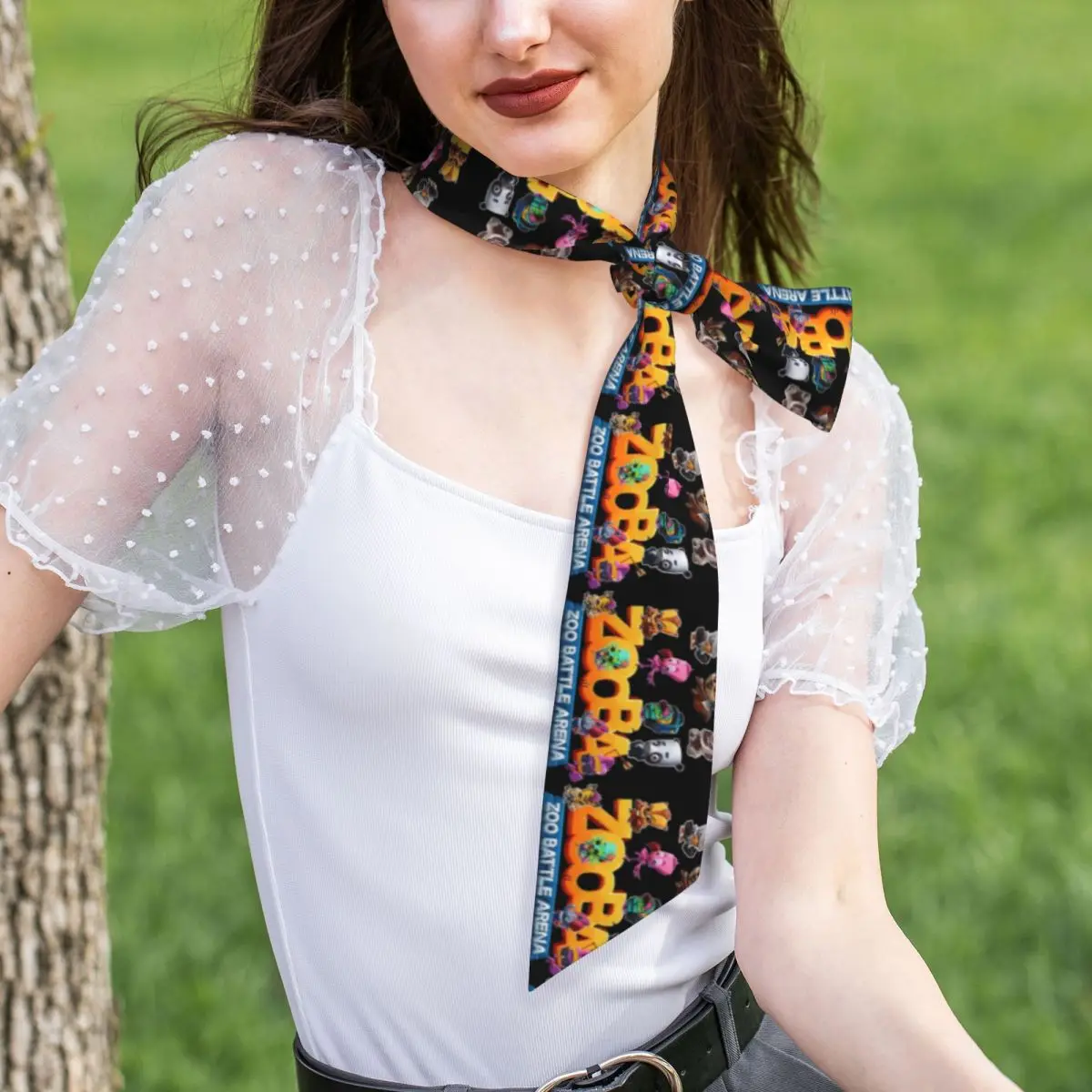 Great Model Zooba Battle Arena Gift Music Fans Women Long Narrow Scarf Silky Skinny Scarf Multi-use Neck Head Wrap for