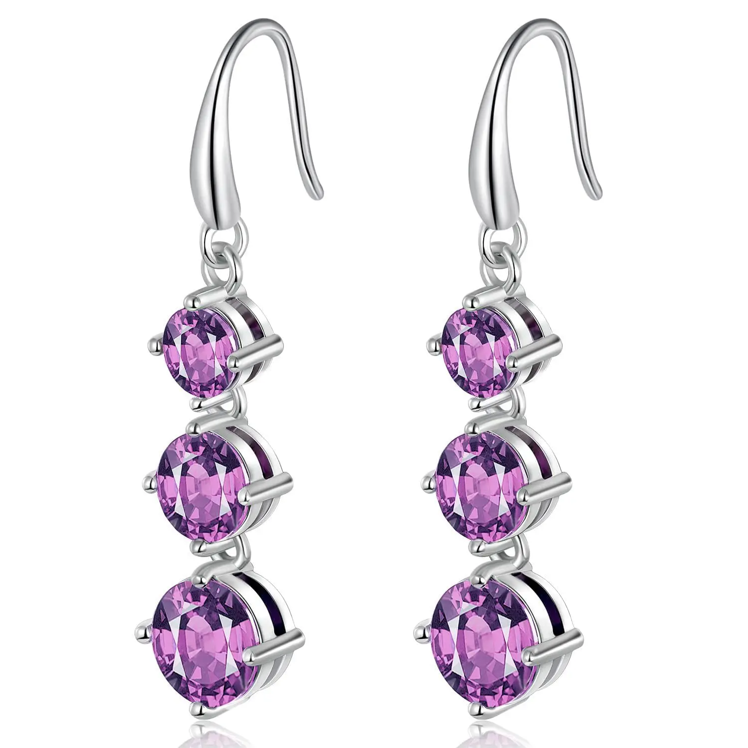 

Purple CZ Drop Dangle Earrings For Women Fashion Jewelry Gift