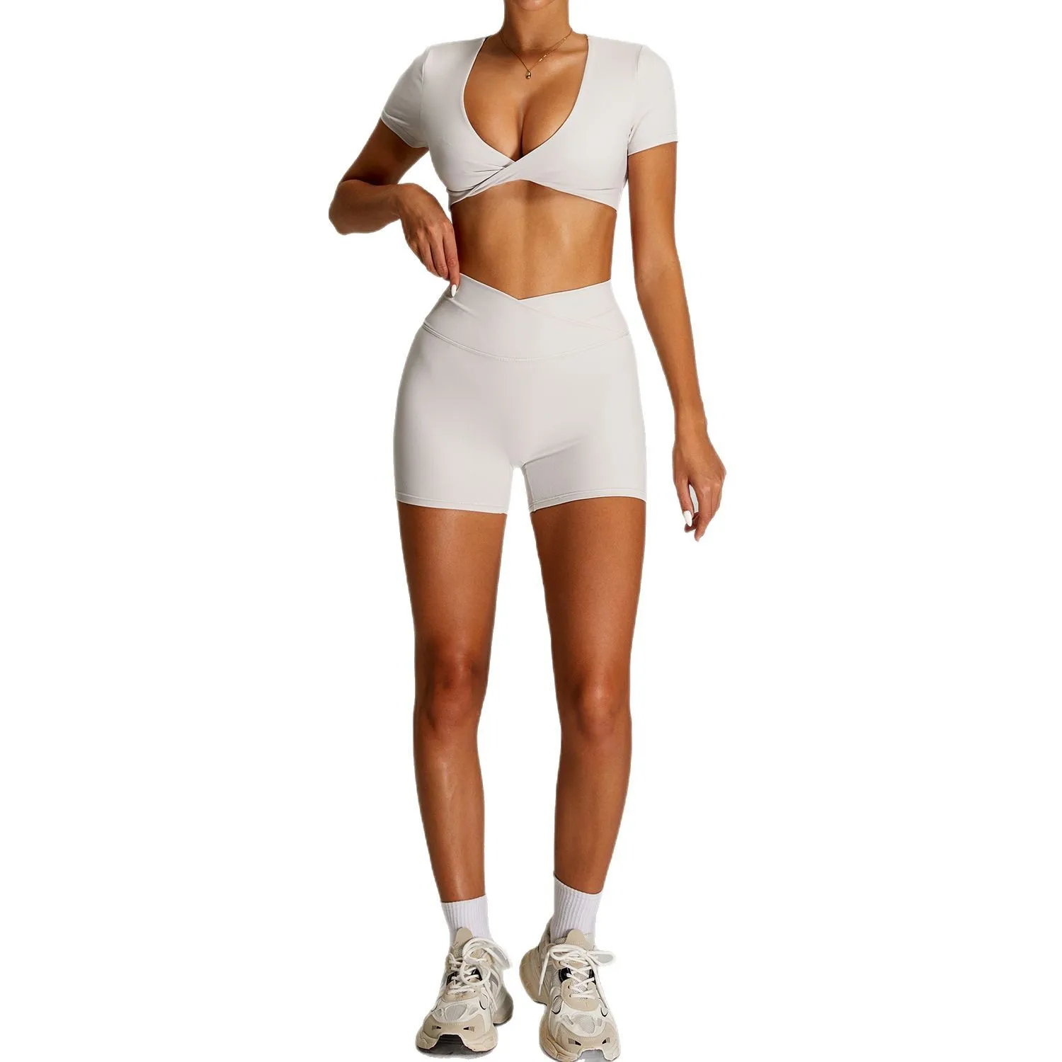 Women's Cross High Waist Sports Suit Nude Feeling Tight Quick-drying Fitness Outdoor Running Fitness High-intensity Yoga Clothes