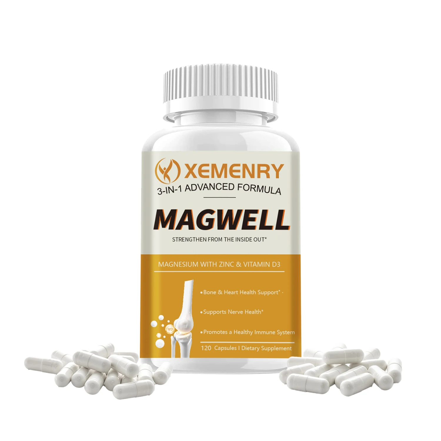 

Magnesium Zinc and Vitamin D3 - Maximum Absorption for Muscle, Nerve, Bone and Heart Health - 120 Capsules
