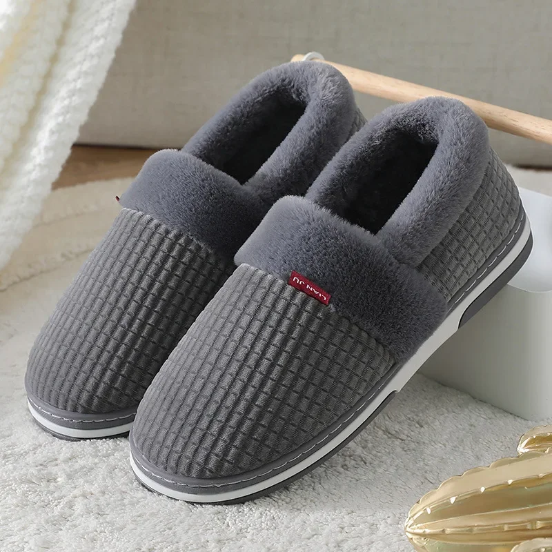 

Home Slippers for Men Women Winter Furry Slides Female Indoor Plush Non Slip Bedroom Warm Male Flip Flops Couples Soft Shoes