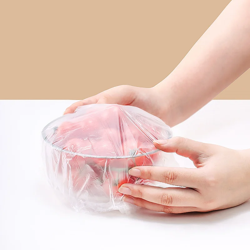 100pcs Disposable Food Cover Plastic Wrap Elastic Food Lids For Fruit Bowls Cups Caps Storage Kitchen Fresh Keeping Saver Bag