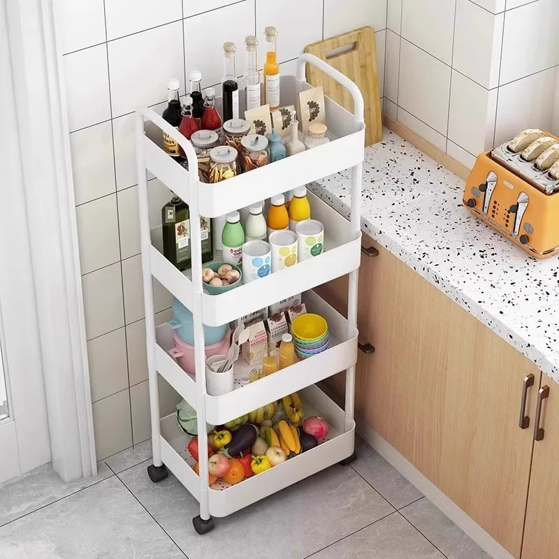 Storage Rack Mobile Trolley Organizer Household Kitchen Multifunctional Cart With Wheels Home Accessories Multi Storey Bookshelf