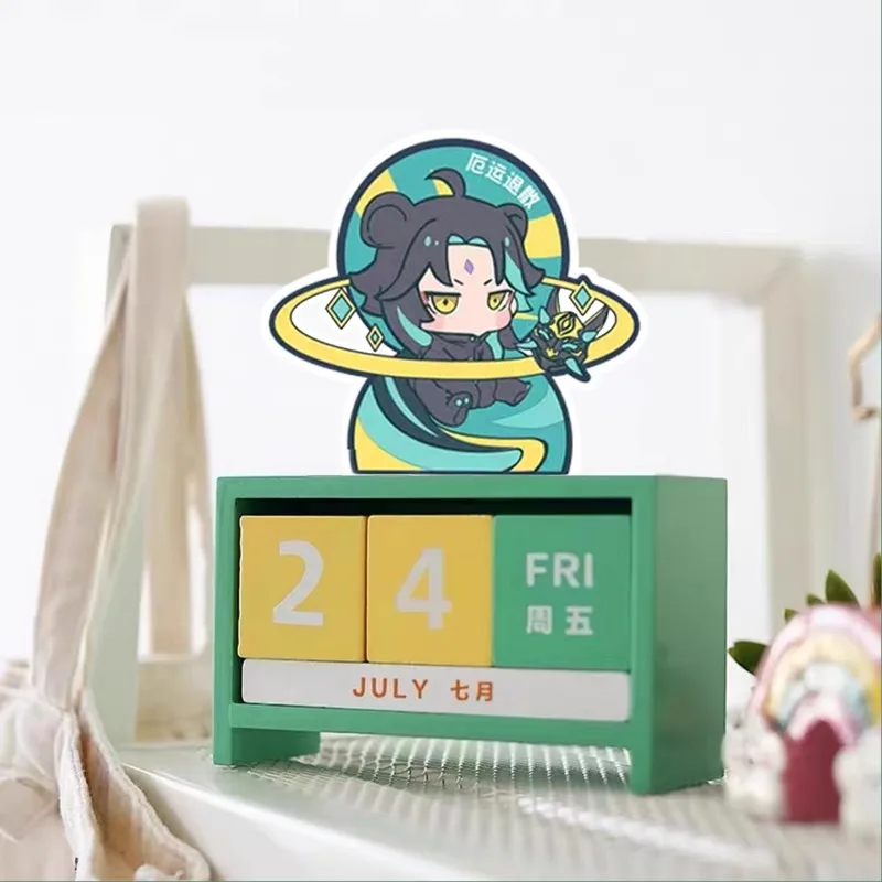 Anime Game  Impact Cos Xiao Tartaglia Cyno Yae Miko Nahida Etc. Unisex Wooden Desktop Calendar Pen Holder Gift