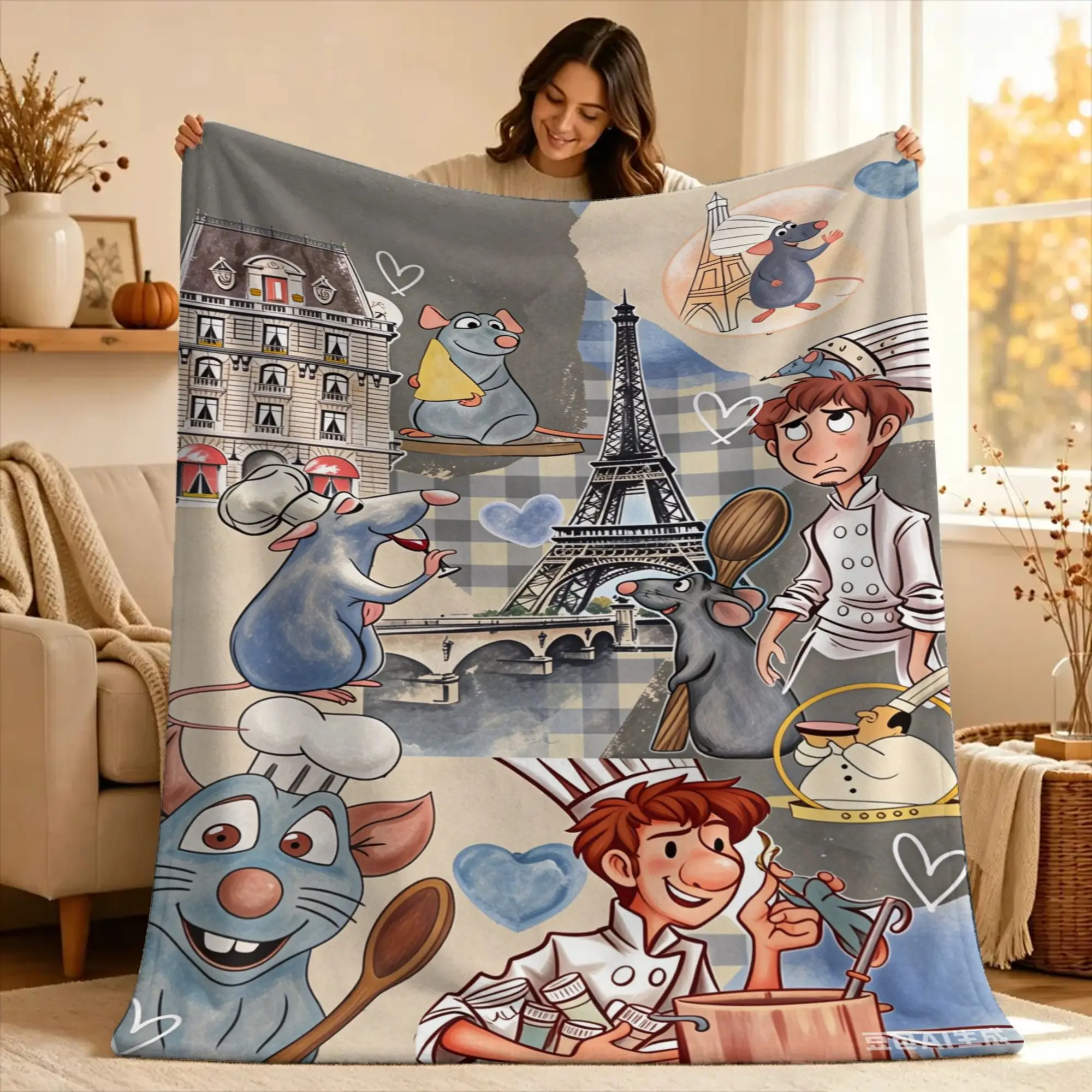 Ratatouille Blanket Quality Warm Soft Anyone Can Cook  Throw Blanket Winter Camping Living Room Novelty Bedspread