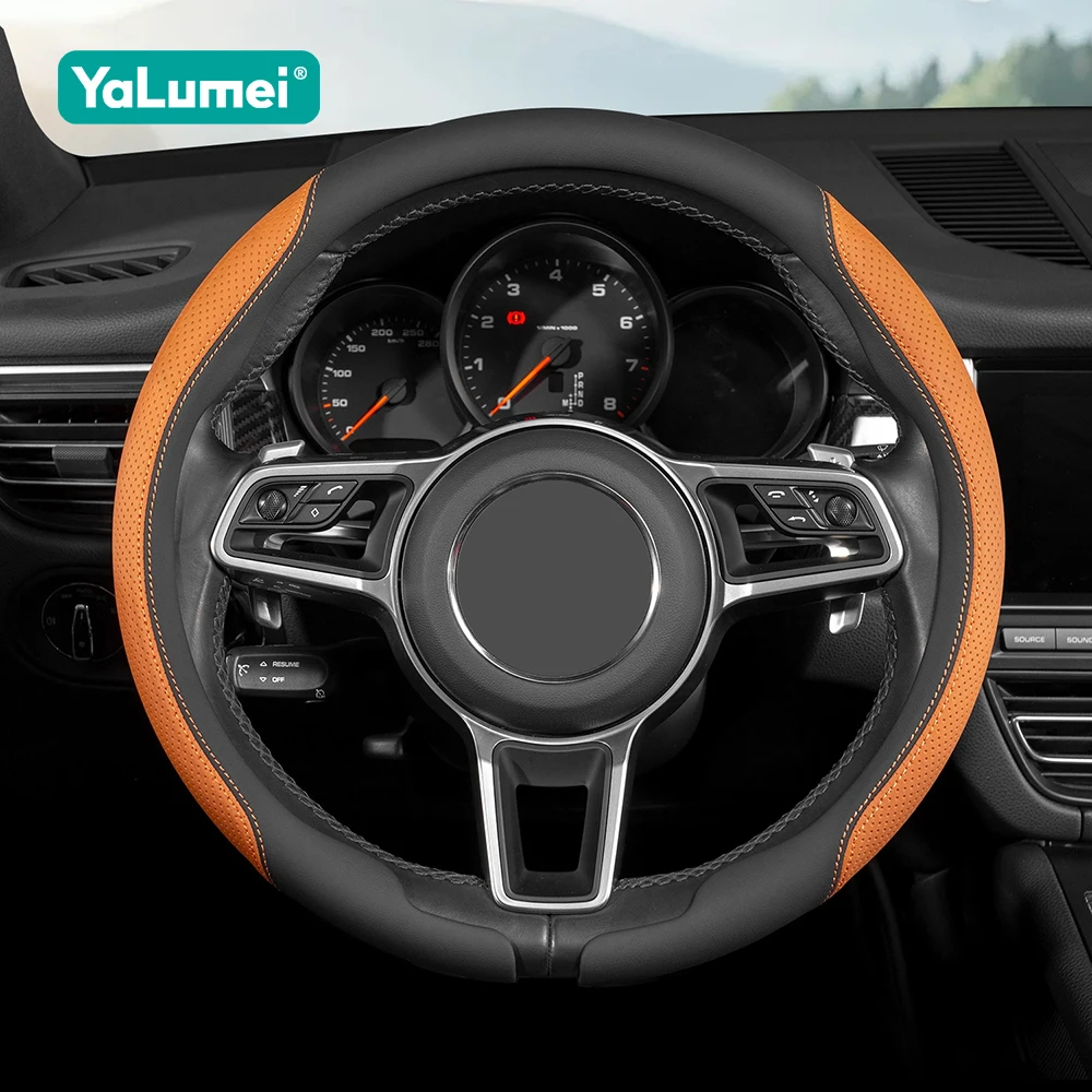 

For Haval H1 H2 H3 H5 H9 H6 M6 F7 F7X Jolion Dargo Cool Dog Nappa Perforated Breathable Non Slip Car Steering Wheel Cover