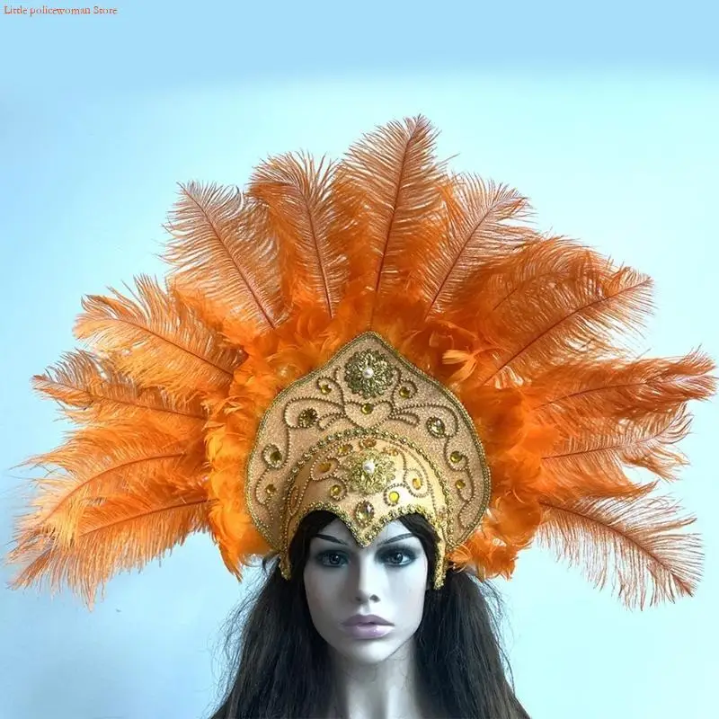 

F92D 1920s Hairband Carnivals Celebration Headband FatTuesday Feathered Hairhoop Flapper Costume Stage Performances Headwear