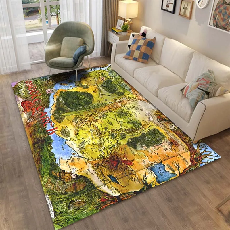 The Middle Earth Map Ring Pattern Area Rug Large Carpet for Living Room Bedroom Sofa Doormat Decoration,kids Non-slip Floor Mat