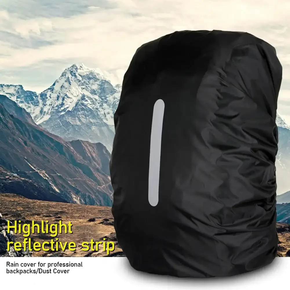 55-65L tas ransel tahan air reflektif, penutup hujan olahraga luar ruangan, bersepeda malam, lampu keselamatan, Sarung hujan, berkemah, Hiking