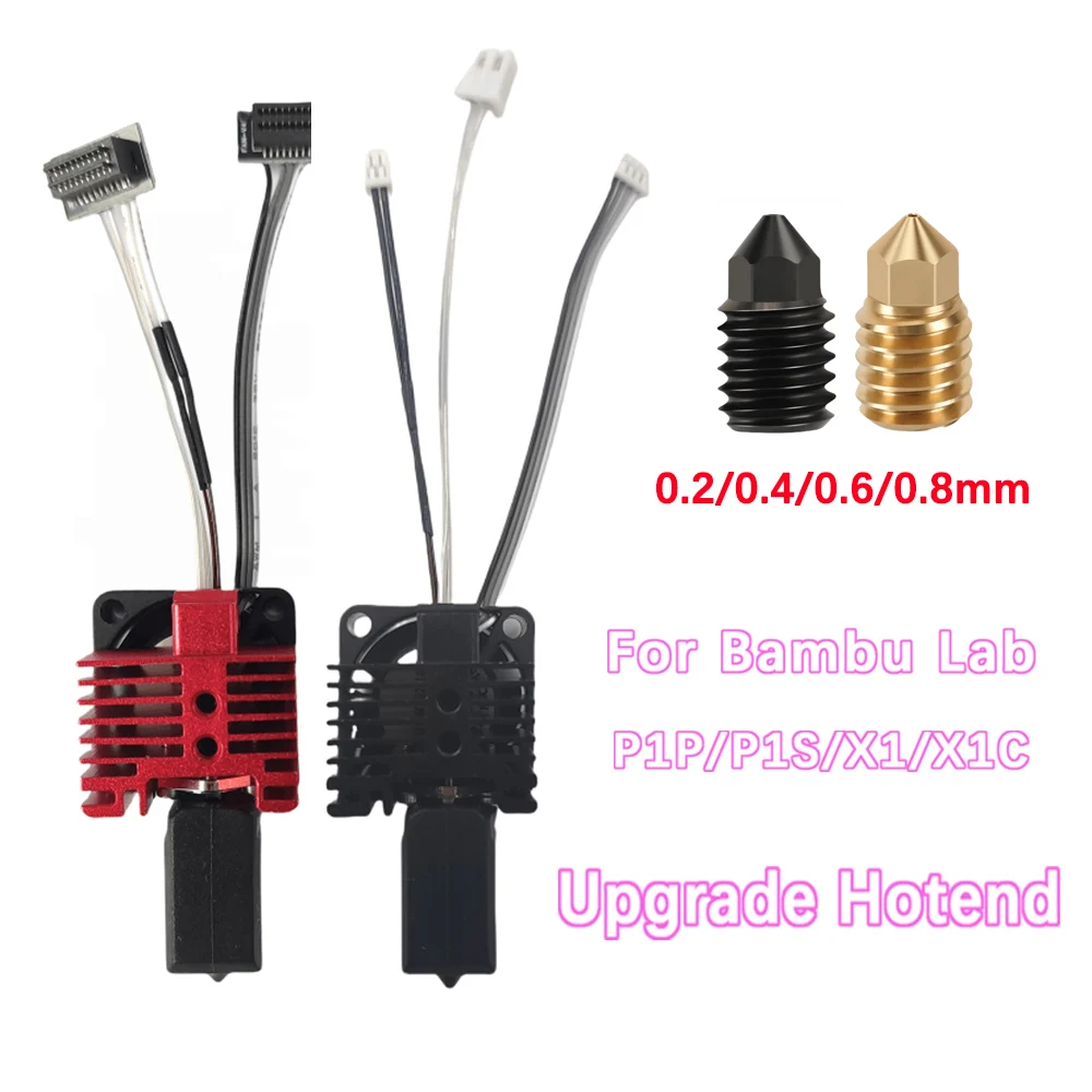 

Обновление Hotend V2 с вентилятором для Bambu Lab P1P P1S X1 X1C, термистор с горячим концом, биметаллическое горло, комплект печатающей головки из закаленной стали