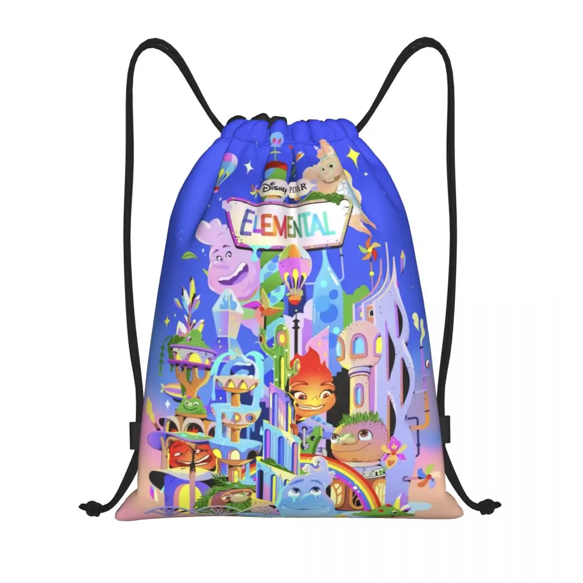 Custom Elemental Film Drawstring Bags for Training Yoga Backpacks Women Men Cinder Lumen Sports Gym Sackpack